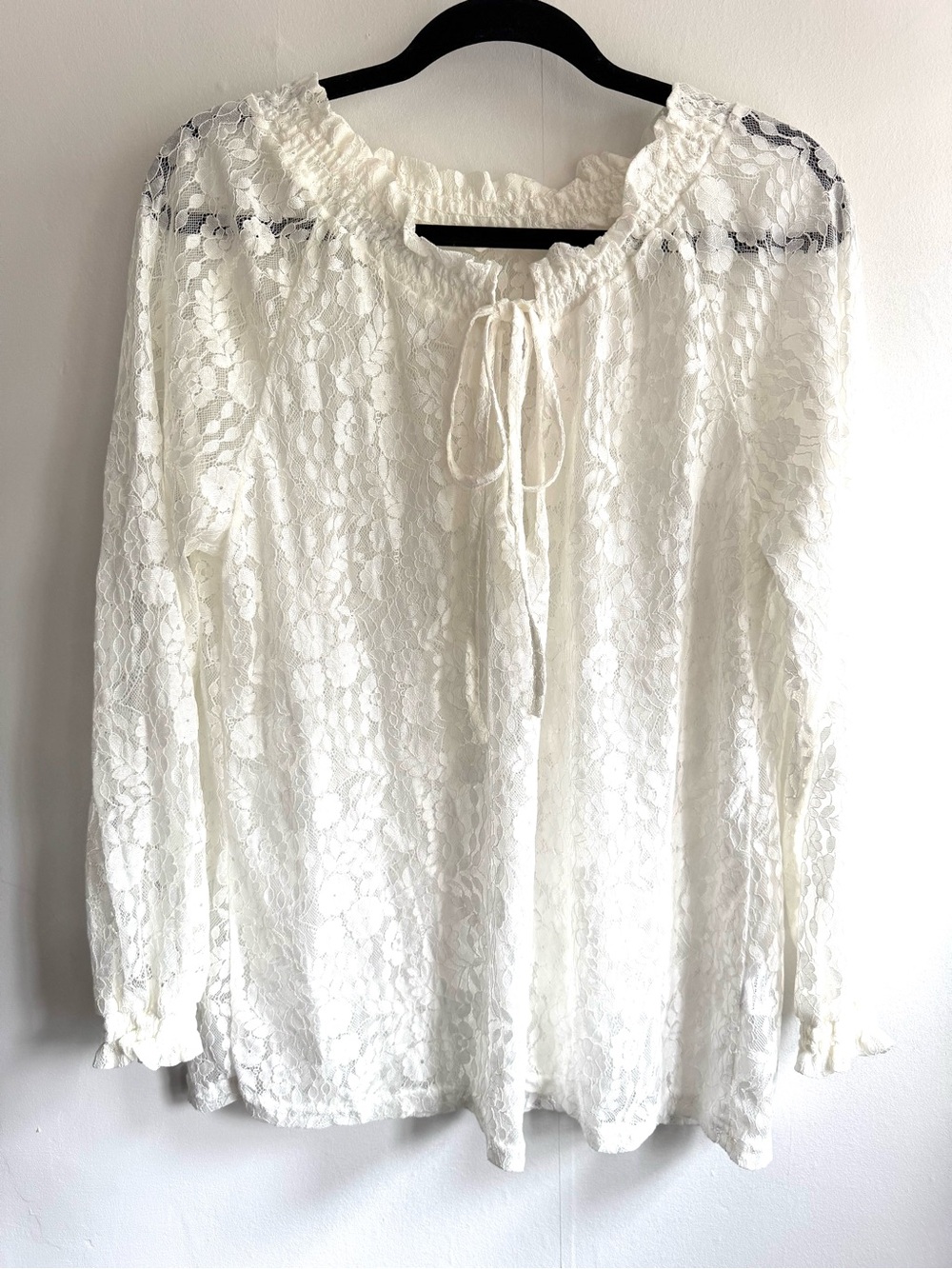 White Lace Peasant Blouse - Romantic Basic